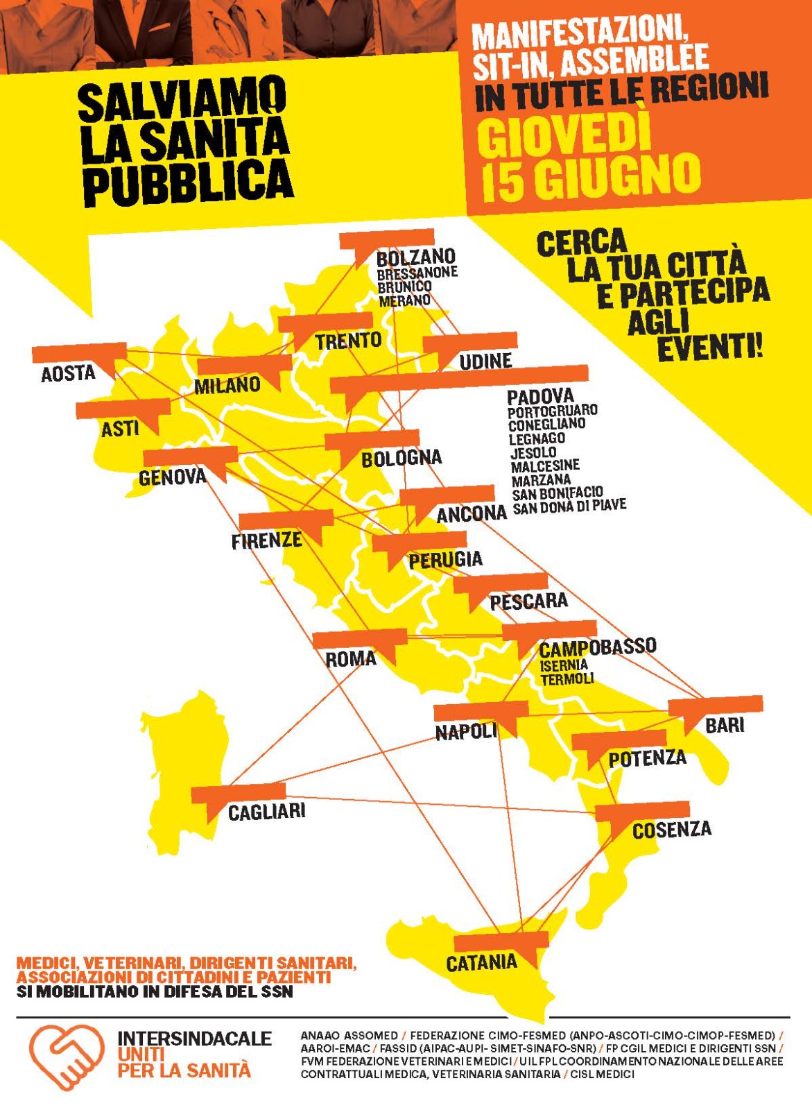 Manifestazioni Salviamo la sanità pubblica 15 giugno